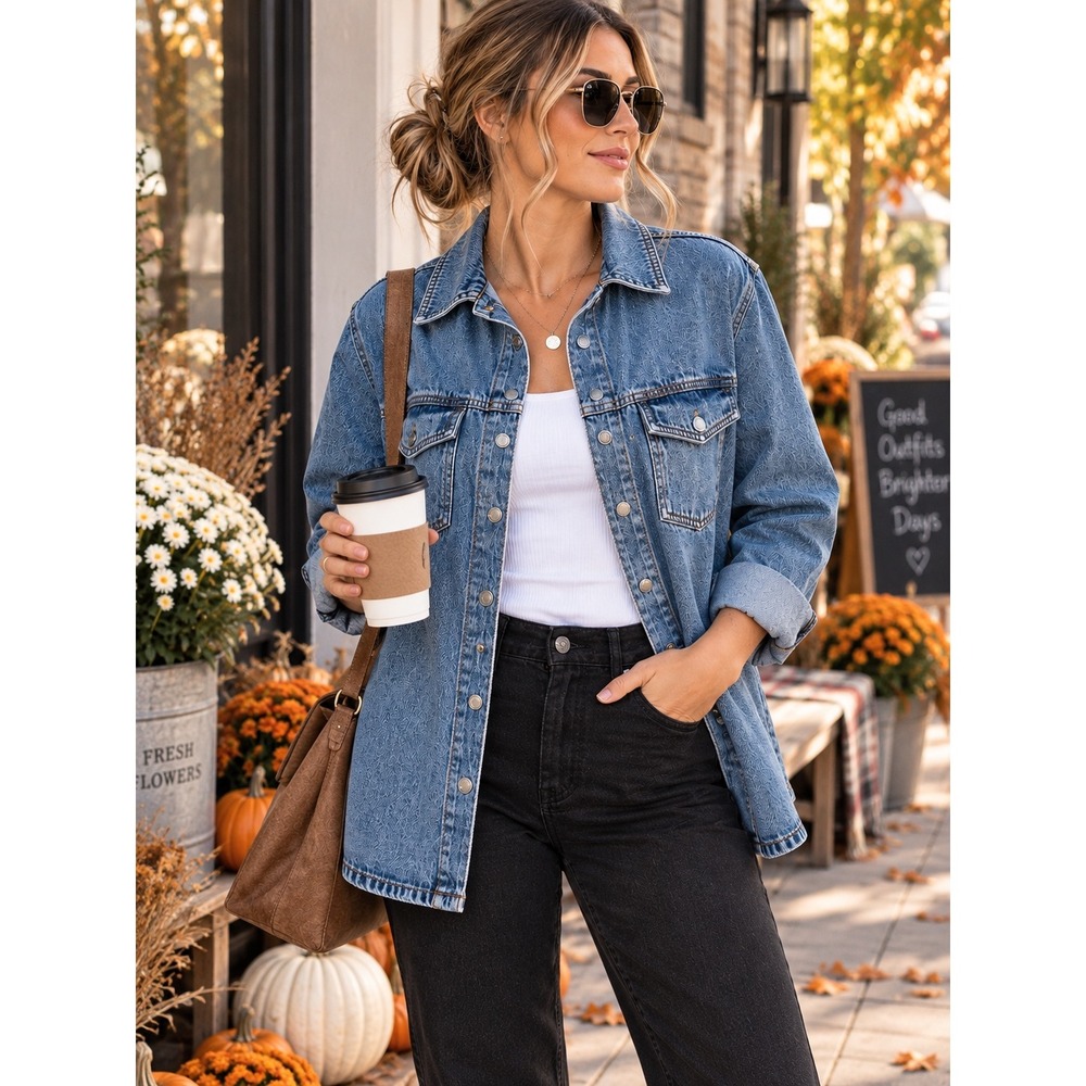 Express Denim Shacket Women S NWT Blue Jean Shirt Jacket Snap Front Cotton